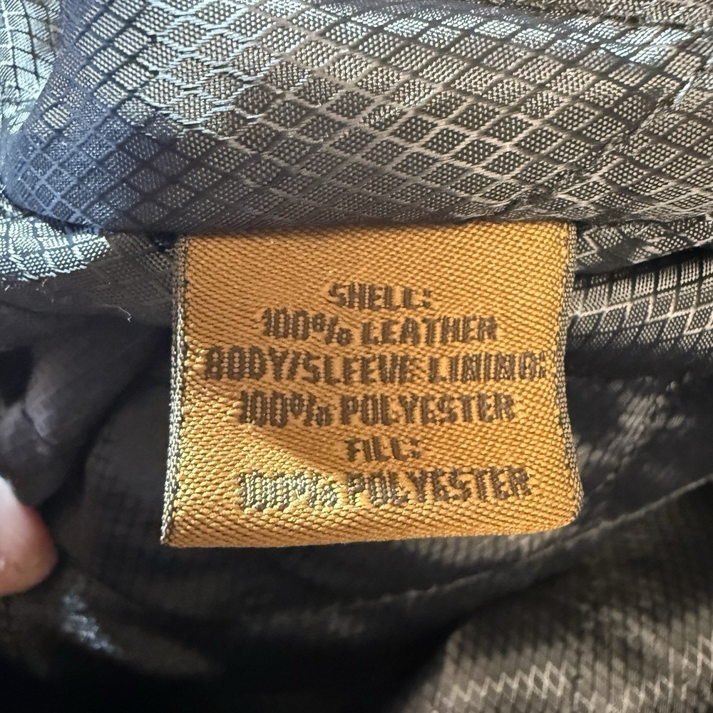 St. John's Bay Leather Bomber Jacket Mens Large Black Zip Front Quilted Lined - Picture 11 of 12